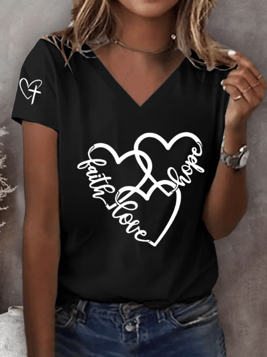 Women's Faith Hope Love Print T-Shirt