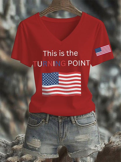 Women's This Is The Turning Print V Neck T-shirt