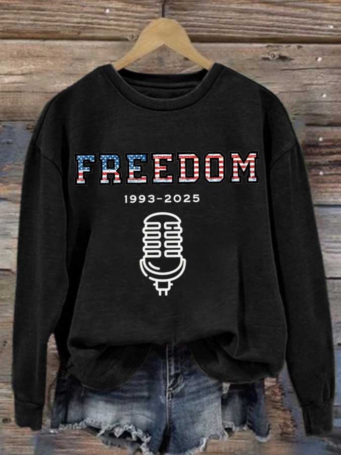 Women's Freedom American Flag Print Waffle Hoodie