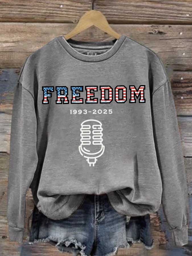 Women's Freedom American Flag Print Waffle Hoodie