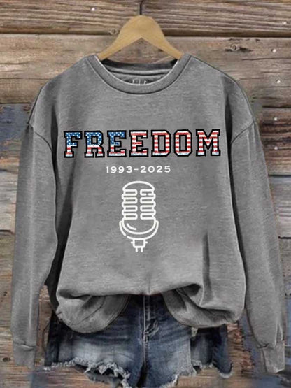 Women's Freedom American Flag Print Waffle Hoodie
