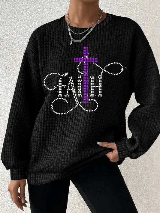 Women's Faith Print Long Sleeve Sweatshirt