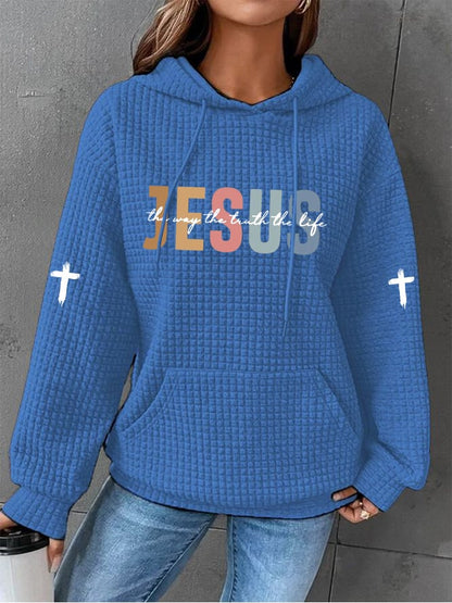 Women's Casual Jesus Truth Plaid Hoodie