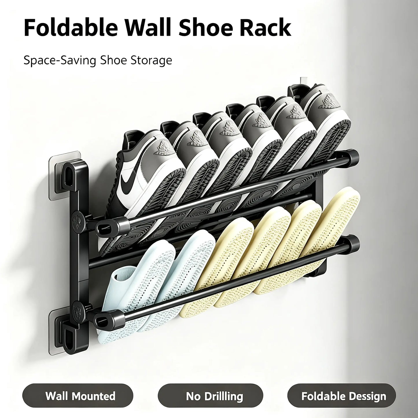 Foldable Wall-Mounted Shoe Rack 50cm Plastic Steel