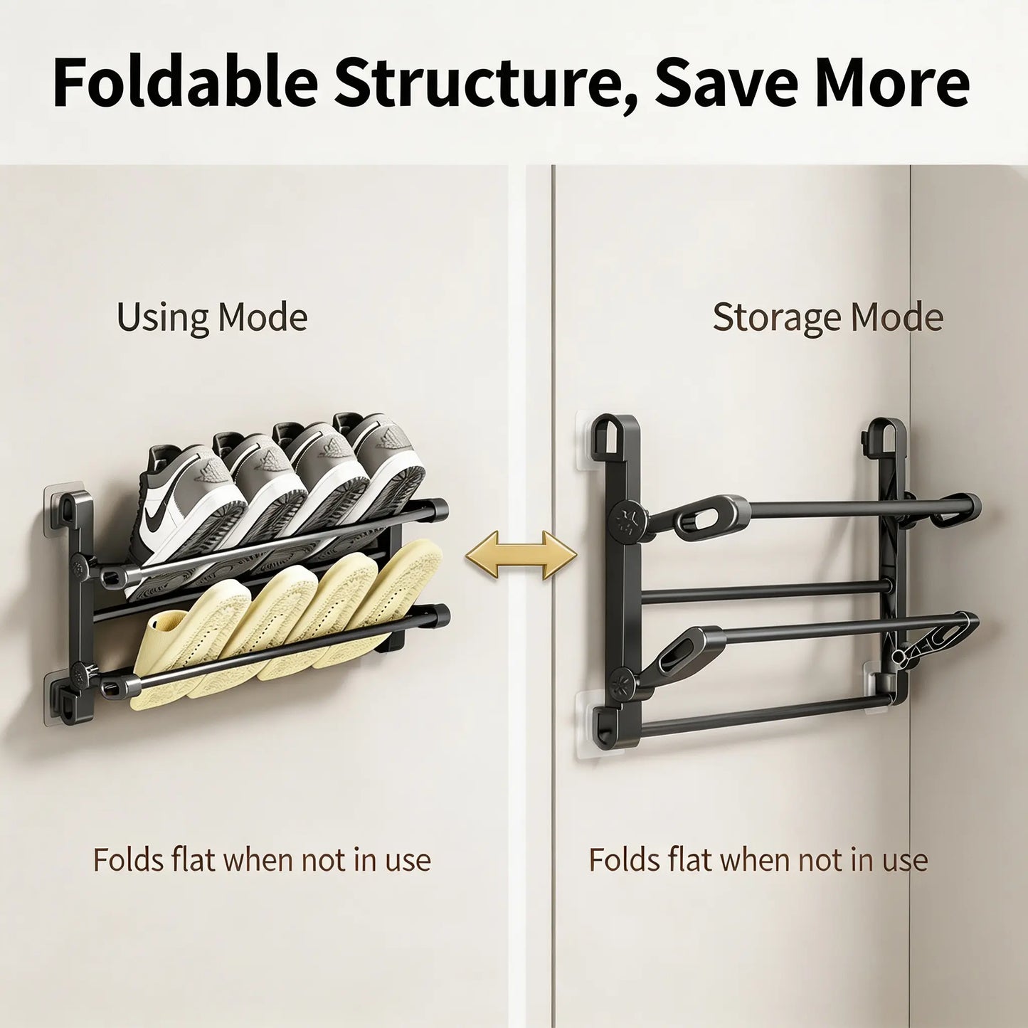 Foldable Wall-Mounted Shoe Rack 50cm Plastic Steel