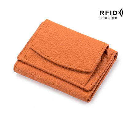 2026 New Genuine Leather RFID Blocking Card Holder Organizer Pocket Mini Wallet