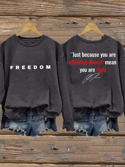 Women's Freedom American Flag Print Waffle Hoodie