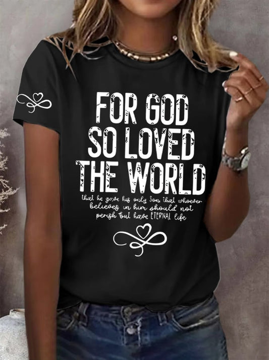 Women's God so Loved the World  Printed Short-Sleeved T-Shirt