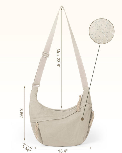 Designer Direct Sales👜Women's Fashion Plain Color Nylon Crossbody Hobo Bag