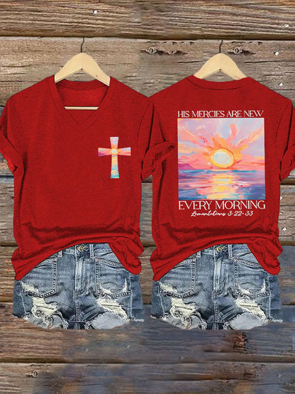 Women's His Mercies Are New Every Morning Feeling Printed T-Shirt