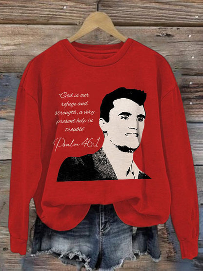 Retro God Is Our Refuge And Strength, A Very Present Help In Trouble Psalm 46:1 Print Sweatshirt