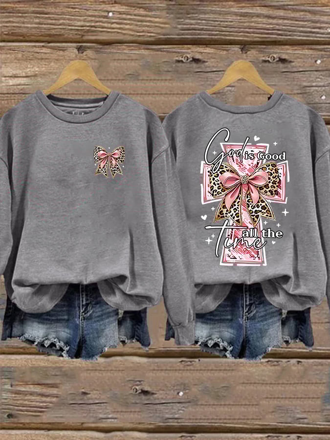Women's God Is Good All The Time Print Casual Sweatshirt