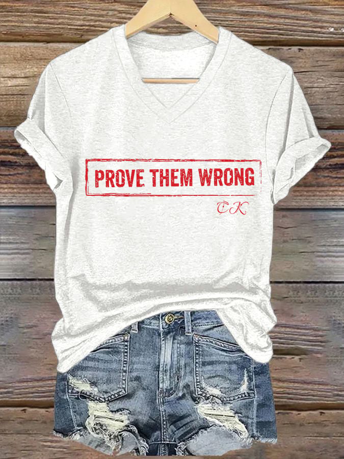 Women's Commemorative Print V Neck T-shirt