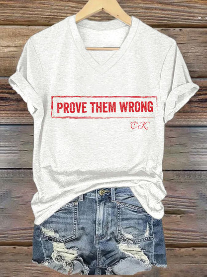 Women's Commemorative Print V Neck T-shirt