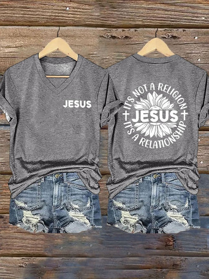 Women's It's Not A Religion It's A Relationship Printed T-Shirt