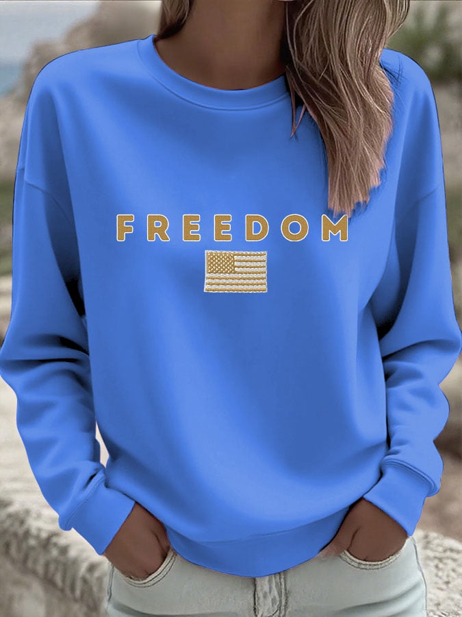 Women's Freedom Print Crew Neck Sweatshirt