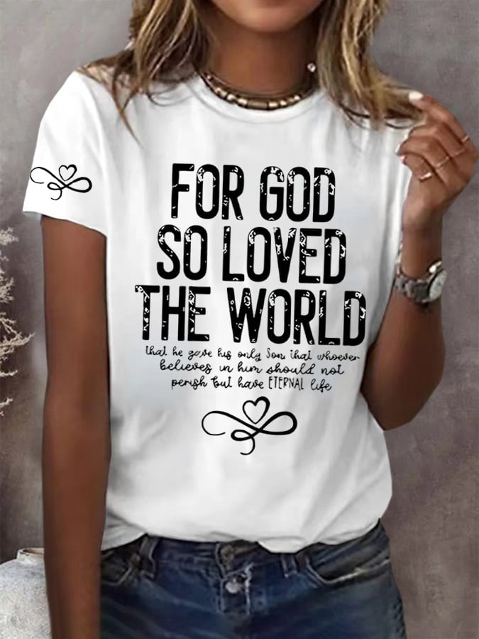 Women's God so Loved the World  Printed Short-Sleeved T-Shirt