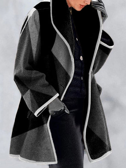 Women's Vintage Printed Woolen Coat