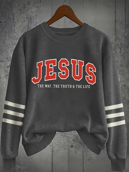 Women's Autumn Jesus Print Casual Sports Crew Neck Sweatshirt