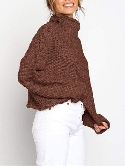 Women'S Loose Solid Color Casual Pullover Sweater