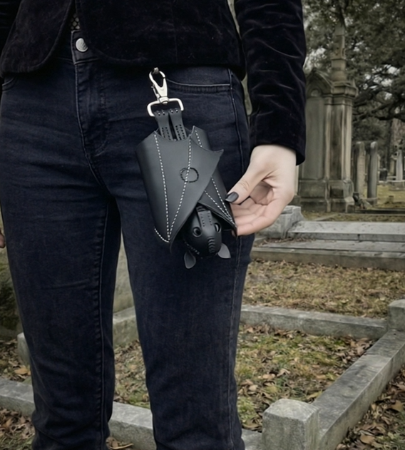 Leather Bat Coin Purse