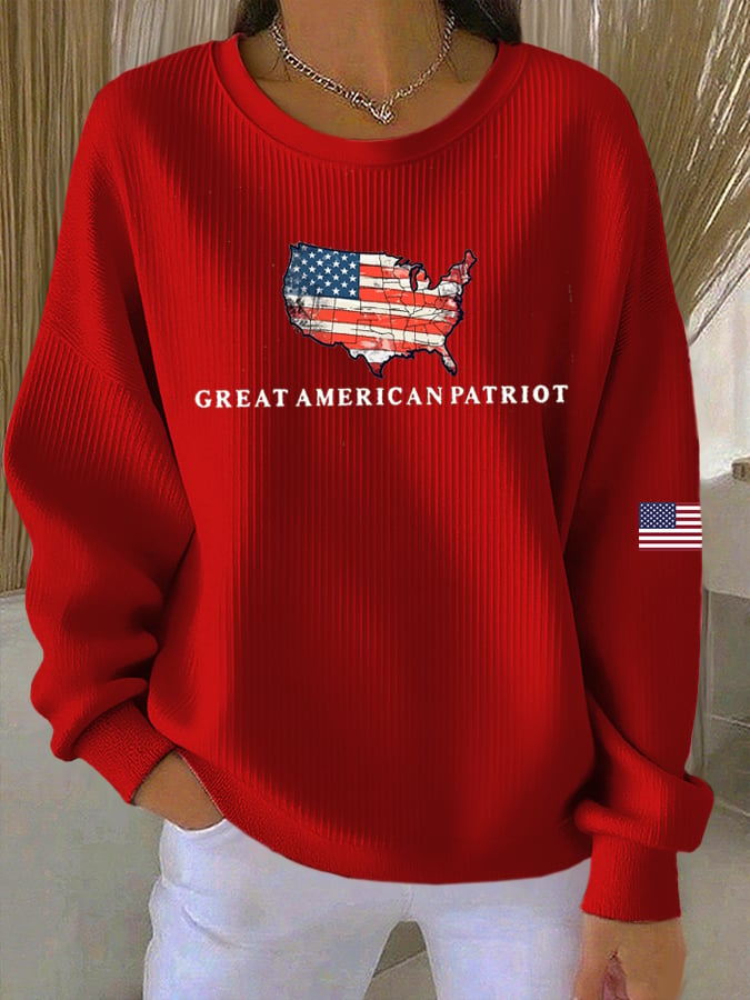 Women's Print Knit Crew Neck Long Sleeve Top