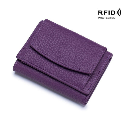 2026 New Genuine Leather RFID Blocking Card Holder Organizer Pocket Mini Wallet
