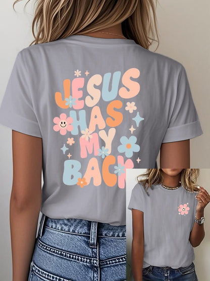 Women's Jesus Has My Back Print T-Shirt