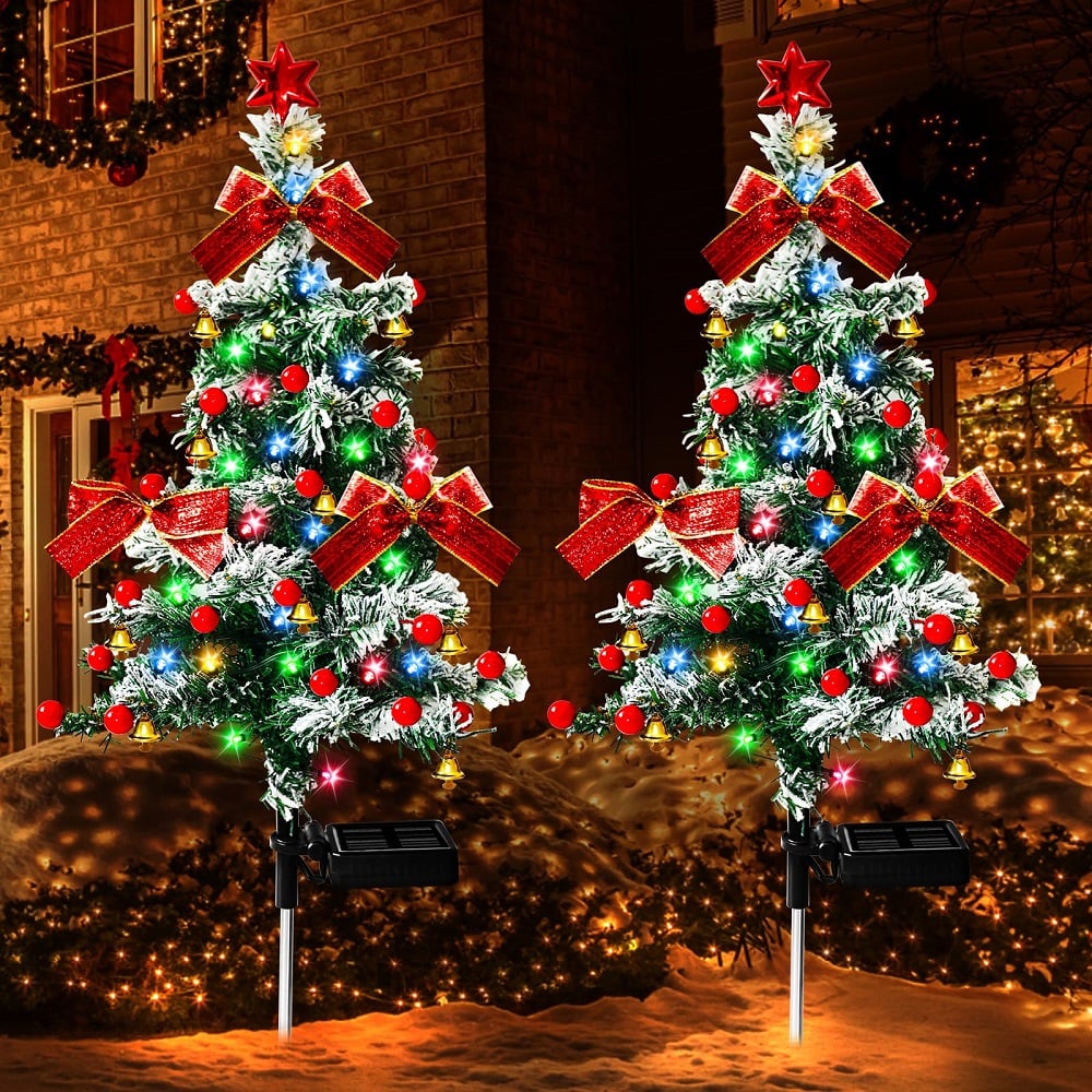 Last Day Promotion!🎄Solar Christmas Tree Stake Lights-Air Express Delivery✈️-Limited Stock!