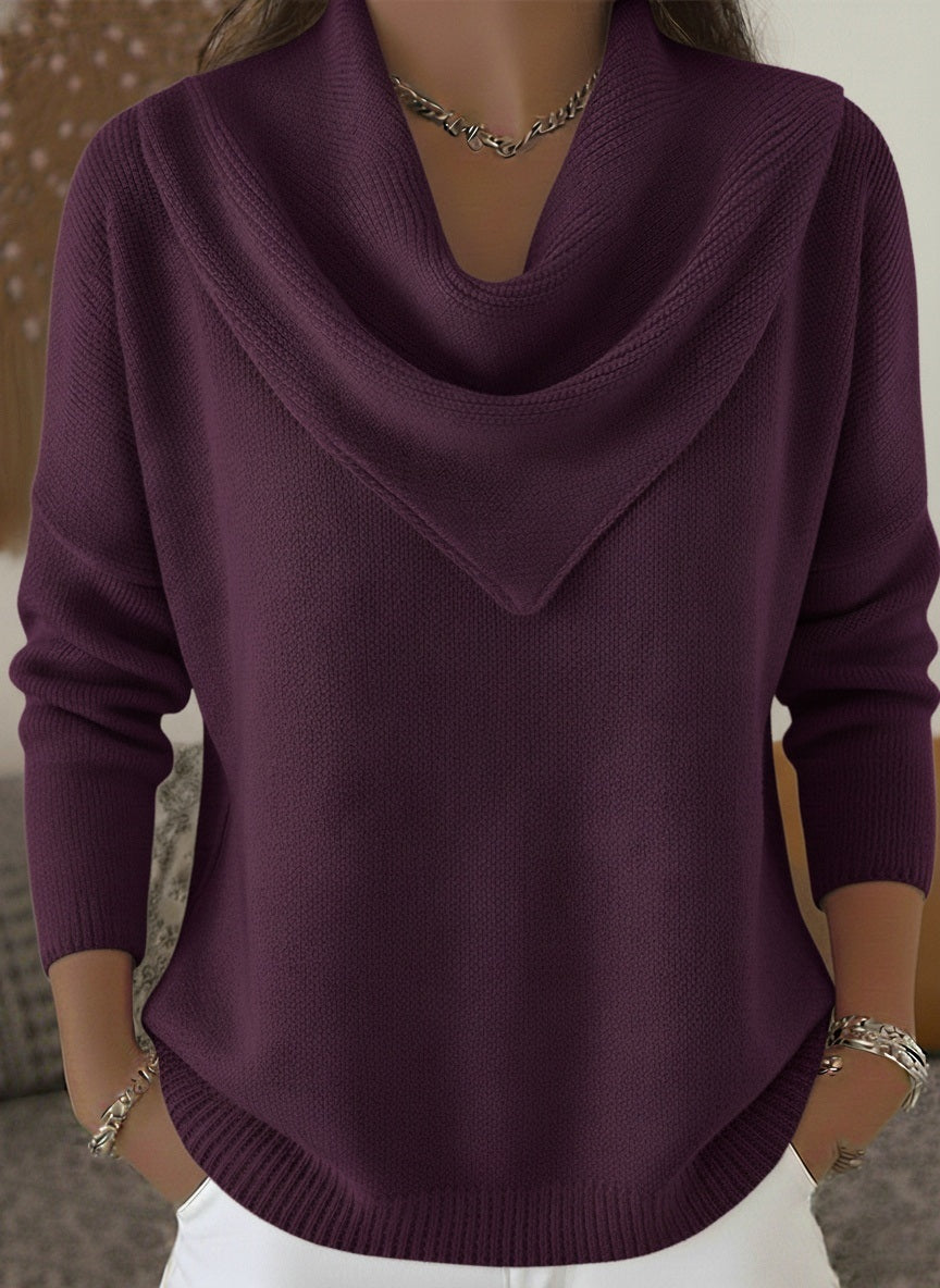 HOT SALE🔥 Elegant Retro Soft Triangle Neck Solid Color Sweater Top