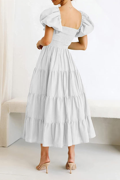 Smocked Puff Sleeve Summer Dress