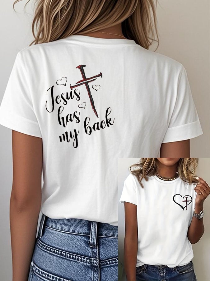 Women'S Jesus Has My Back Print T-Shirt