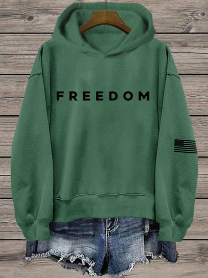 Women's Freedom Print Hooded Sweatshirt