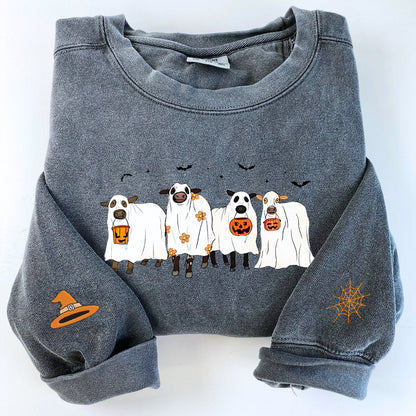 Embroidered Ghost Cows Halloween T-Shirt or Sweatshirt