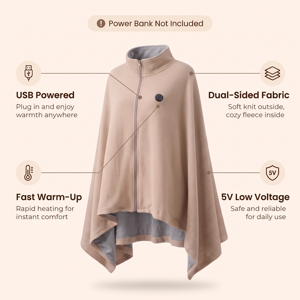 LorenaWear™ Heated Wearable Blanket Wrap