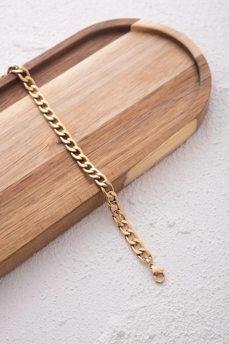 18K Big Gourmet Chain Anklet Tarnish Resistant 6mm Unisex Combination Thin Chain Adjustable Stylish Gift for All