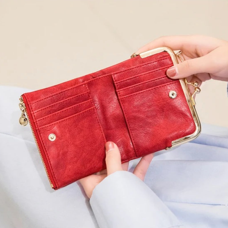 Small Compact Bifold Vintage Coin Purse Wallet