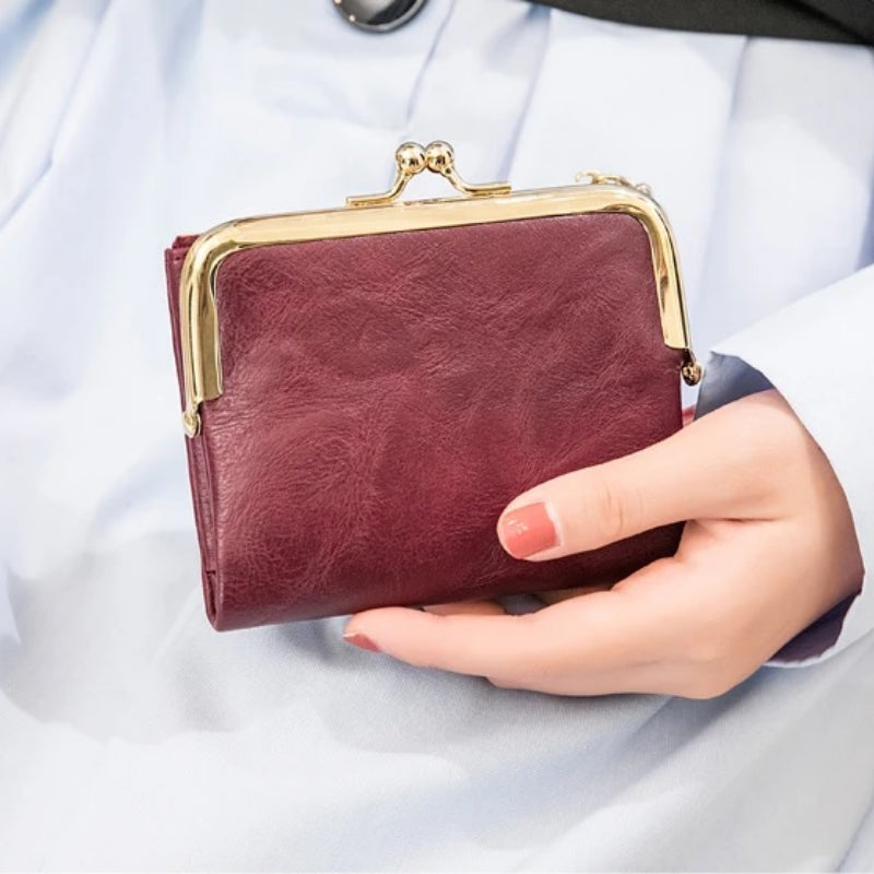 Small Compact Bifold Vintage Coin Purse Wallet