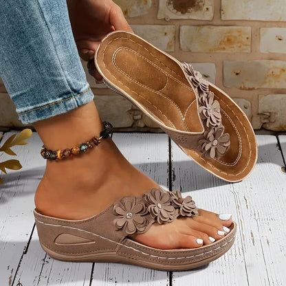 Women’s Floral Wedge Thong Sandals