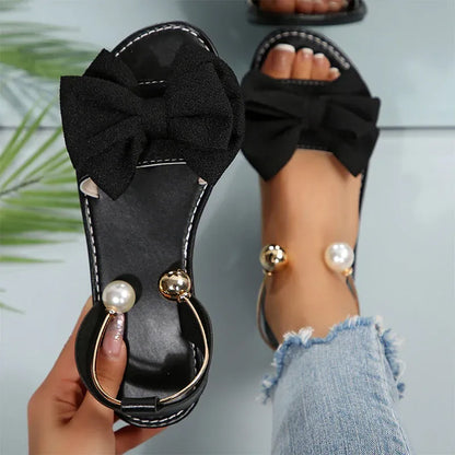 Women’s Bow Accent Slingback Flat Sandals