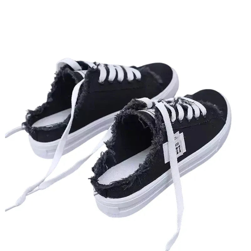 Women’s Frayed Denim Mule Sneakers