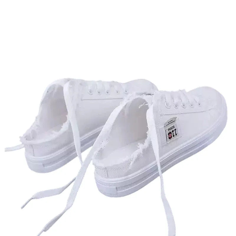 Women’s Frayed Denim Mule Sneakers