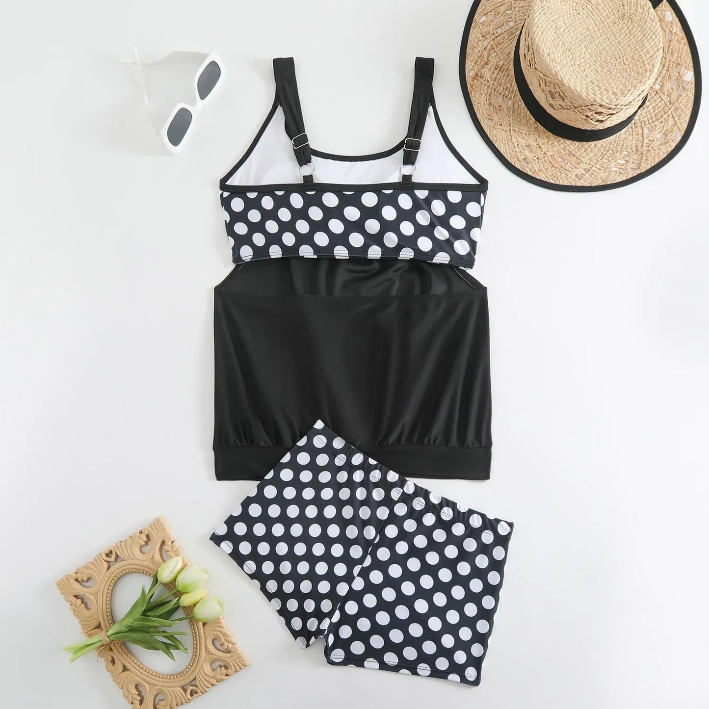 Women’s Polka Dot Tankini Swim Set