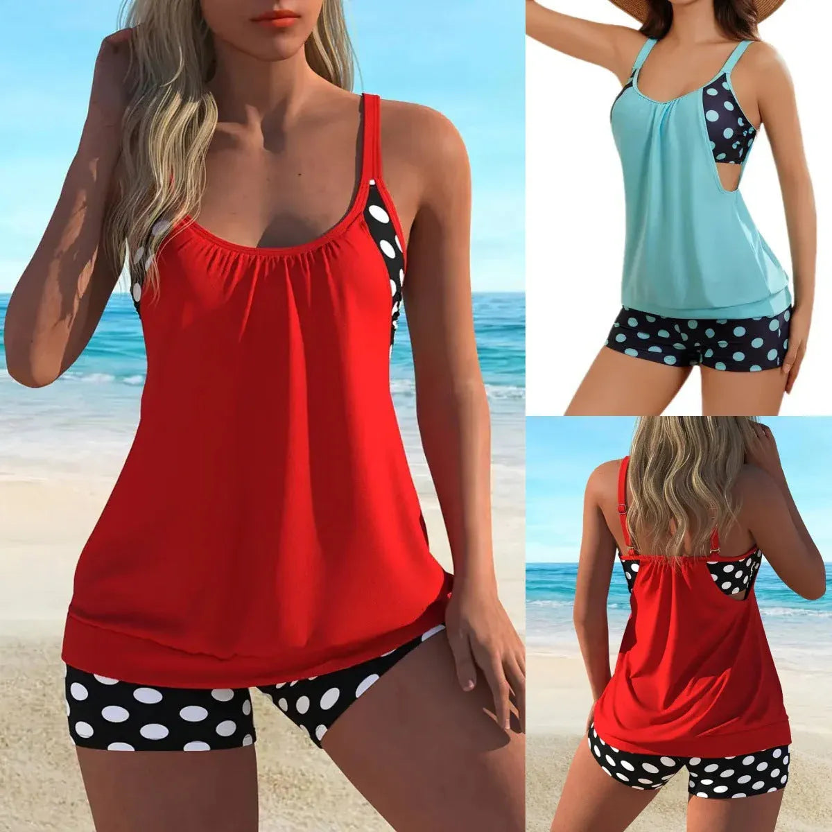 Women’s Polka Dot Tankini Swim Set