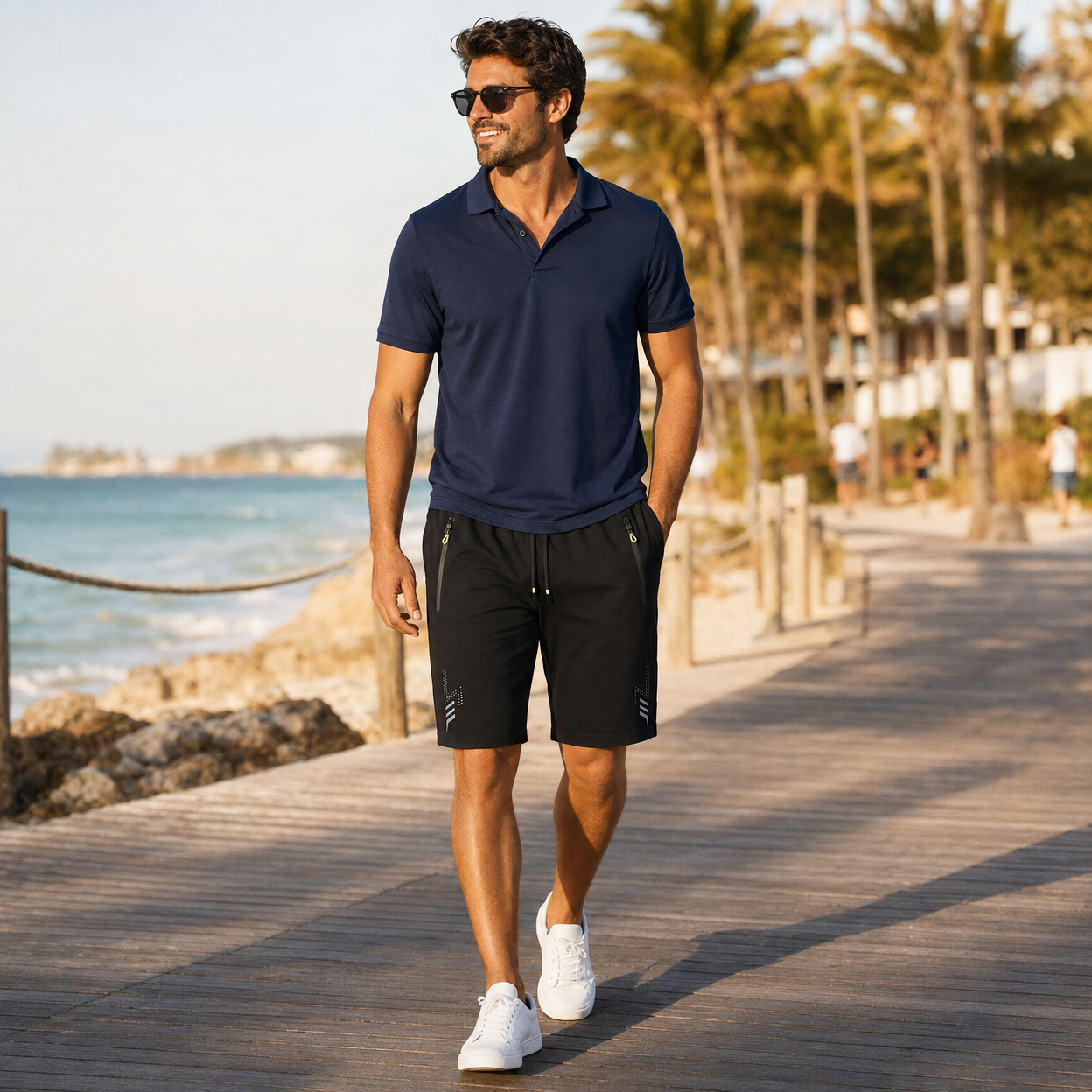Men’s Lightweight Athletic Shorts with Drawstring & Pockets