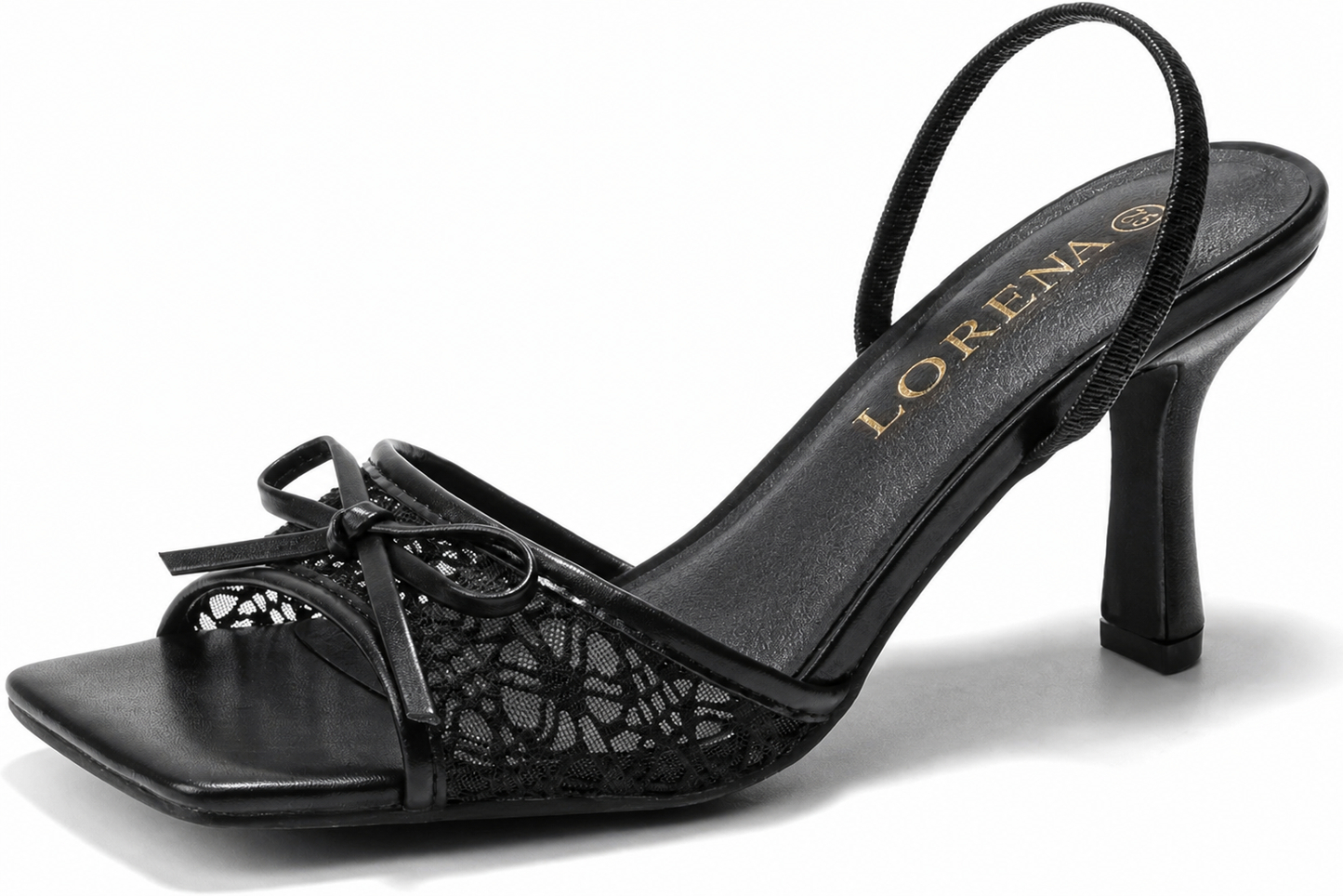 Lorena Wear Chic Square Toe Bow Mesh Sandals