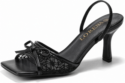 Lorena Wear Chic Square Toe Bow Mesh Sandals