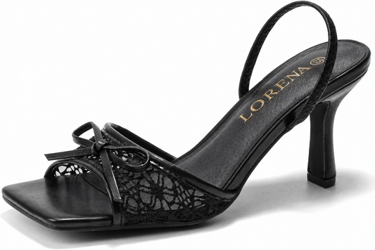 Lorena Wear Chic Square Toe Bow Mesh Sandals