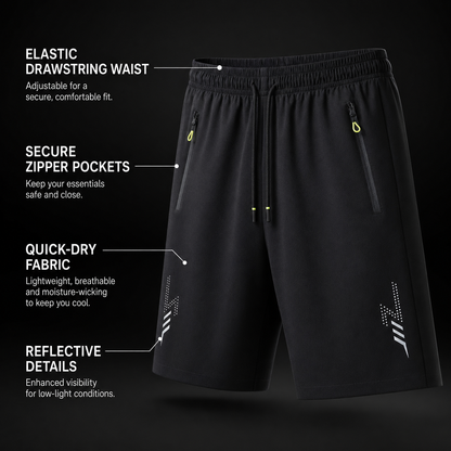 Men’s Lightweight Athletic Shorts with Drawstring & Pockets