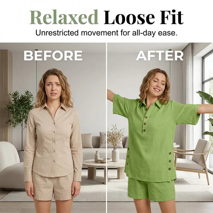 Women's Relaxed Button Detail Lounge Set